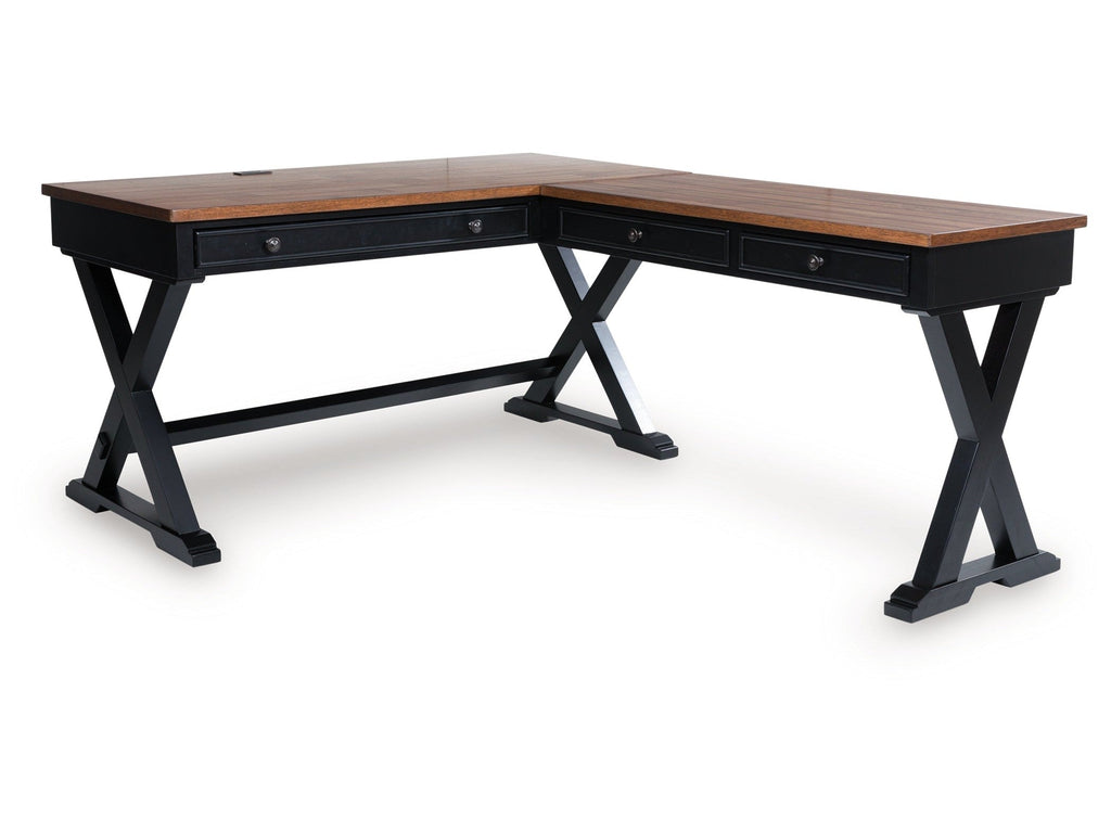 Wildenauer Brown/Black Home Office Desk (L shape)