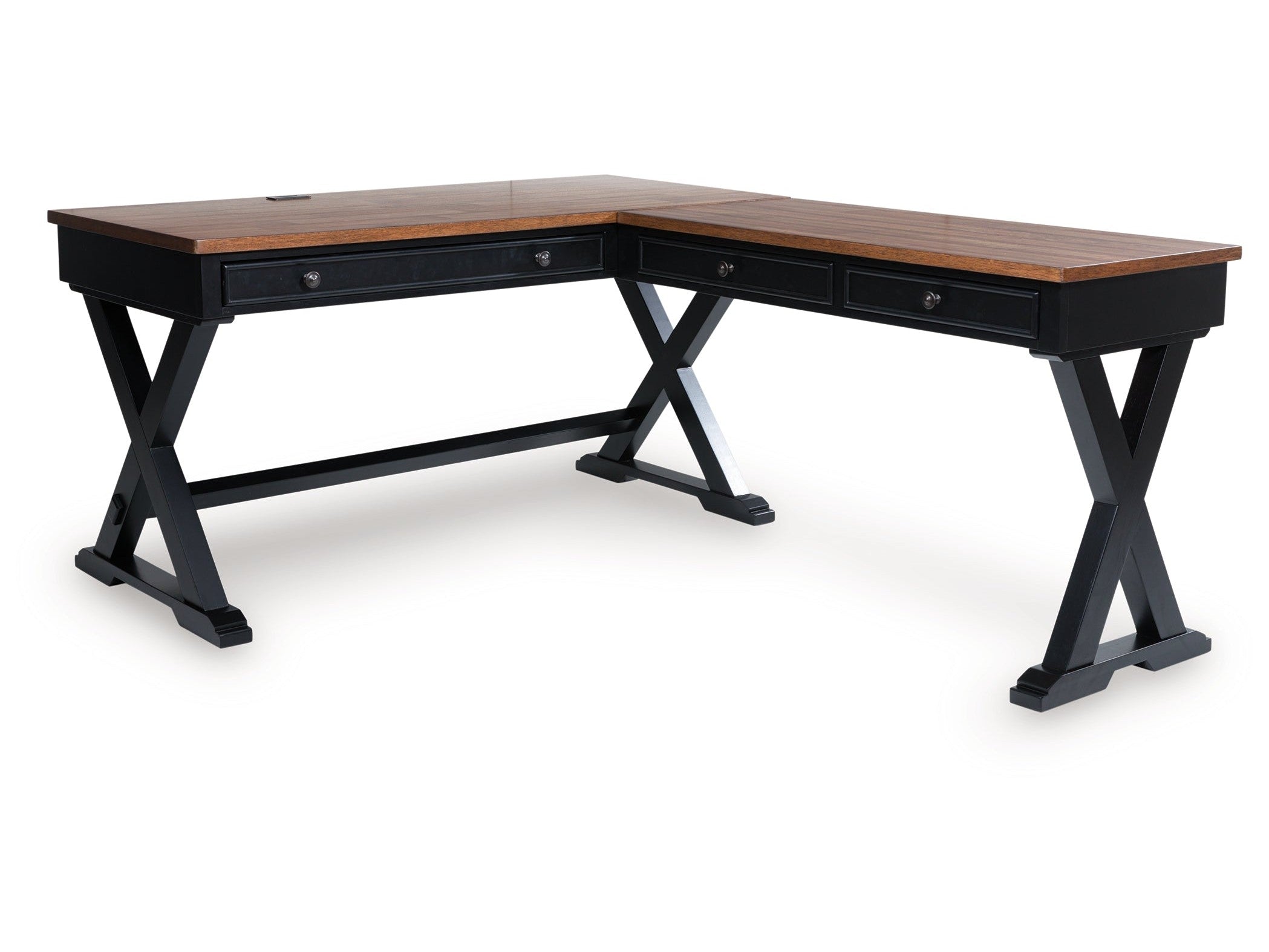 Wildenauer Brown/Black Home Office Desk (L shape)