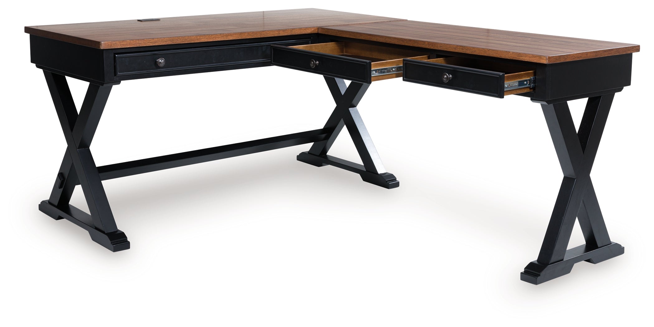 Wildenauer Brown/Black Home Office Desk (L shape)