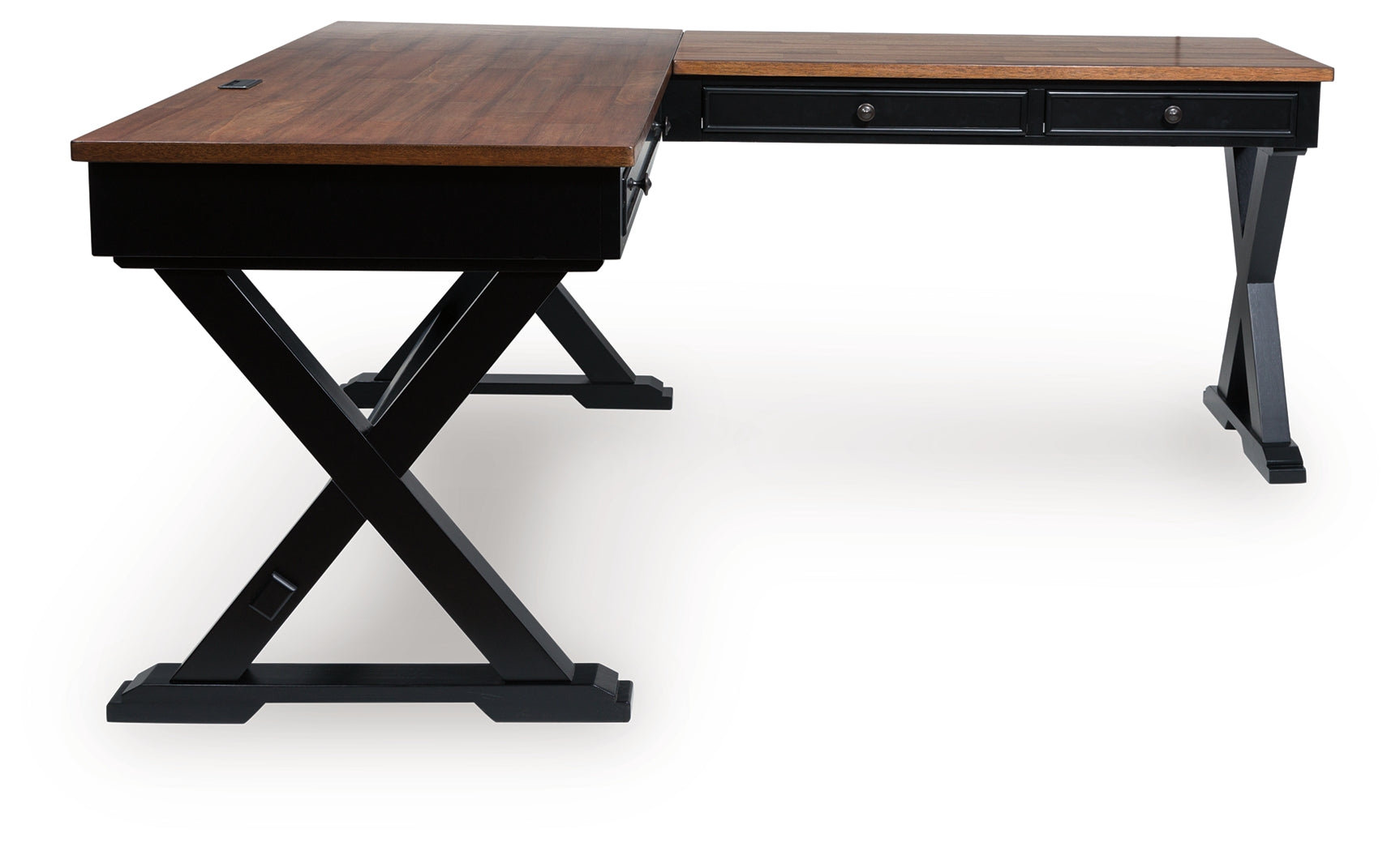 Wildenauer Brown/Black Home Office Desk (L shape)