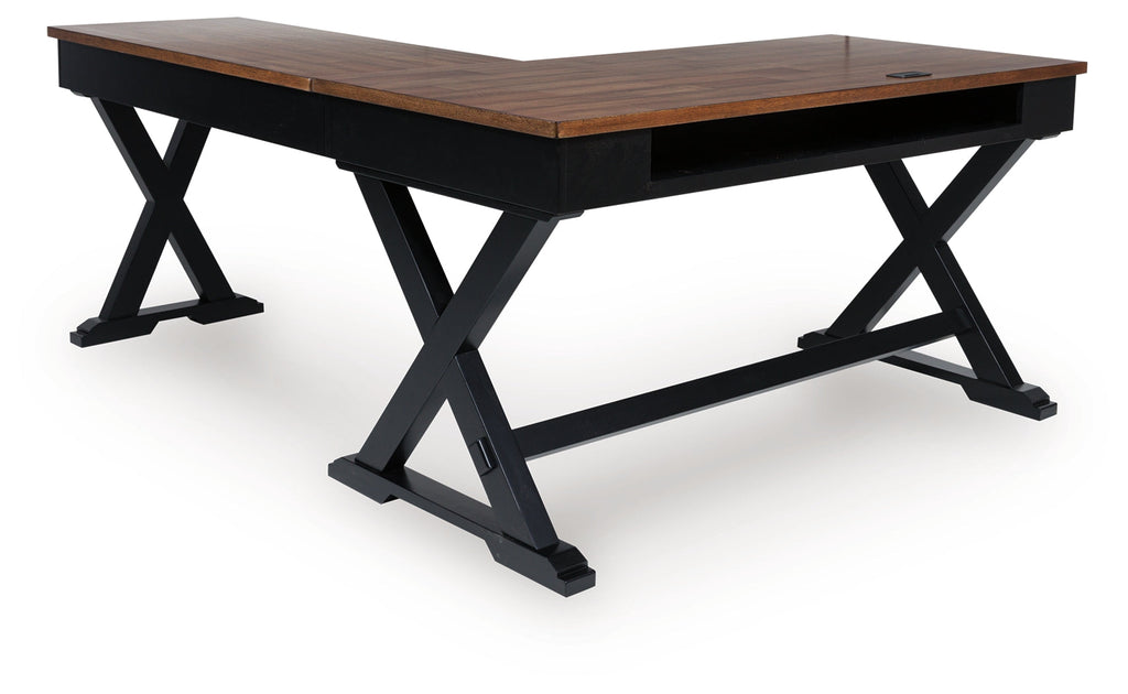 Wildenauer Brown/Black Home Office Desk (L shape)