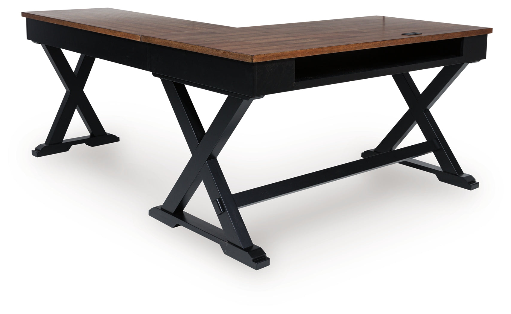Wildenauer Brown/Black Home Office Desk (L shape)