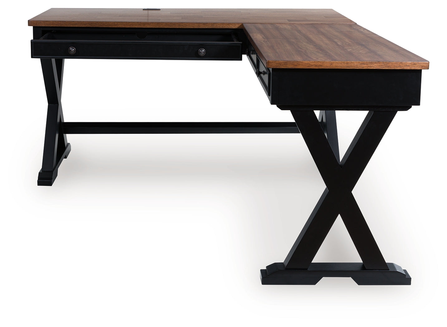 Wildenauer Brown/Black Home Office Desk (L shape)