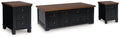 Wildenauer /Black Lift-top Coffee Table and 2 Chairside End Tables, Brown