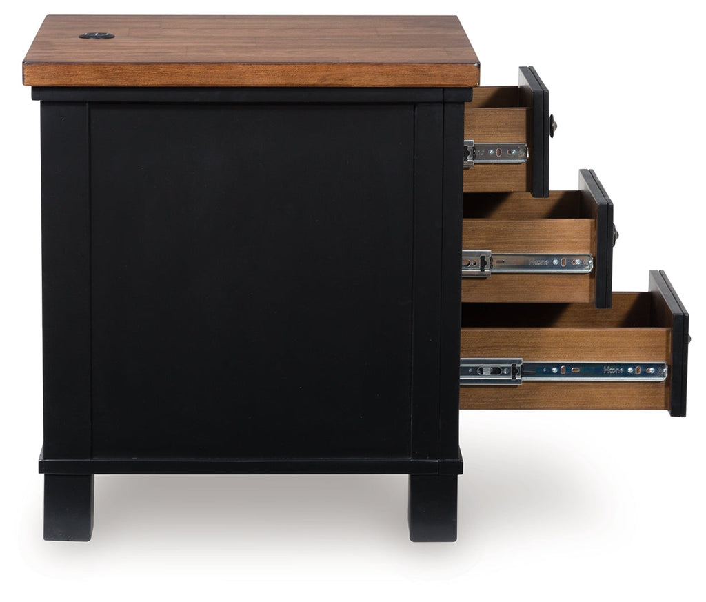 Wildenauer /Black Lift-top Coffee Table and 2 Chairside End Tables, Brown
