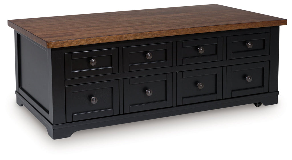 Wildenauer /Black Lift-top Coffee Table and 2 Chairside End Tables, Brown