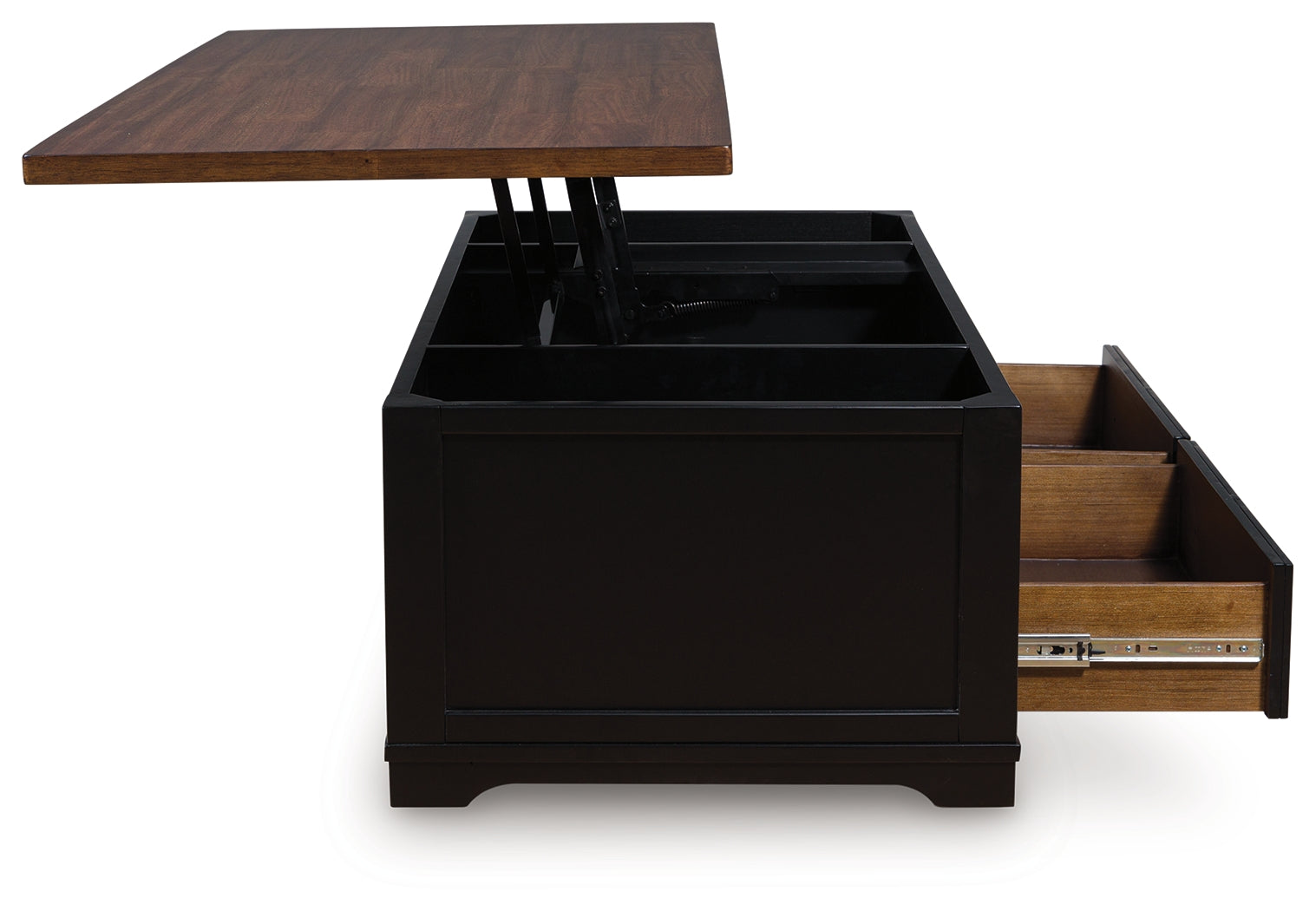 Wildenauer /Black Lift-top Coffee Table and 2 Chairside End Tables, Brown