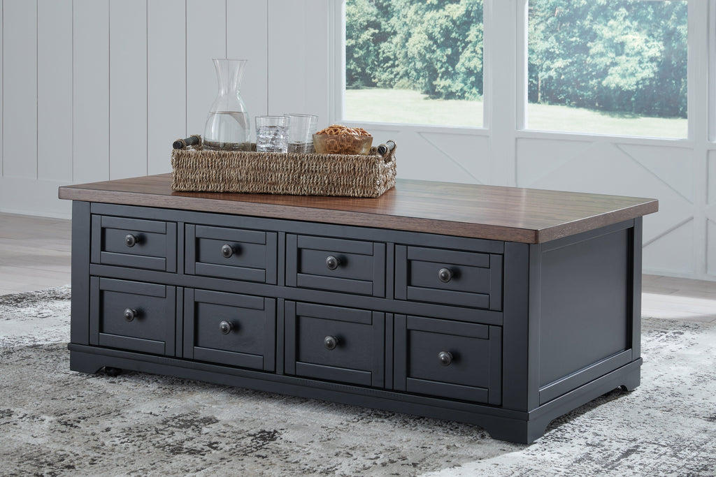 Wildenauer /Black Lift-top Coffee Table and 2 Chairside End Tables, Brown
