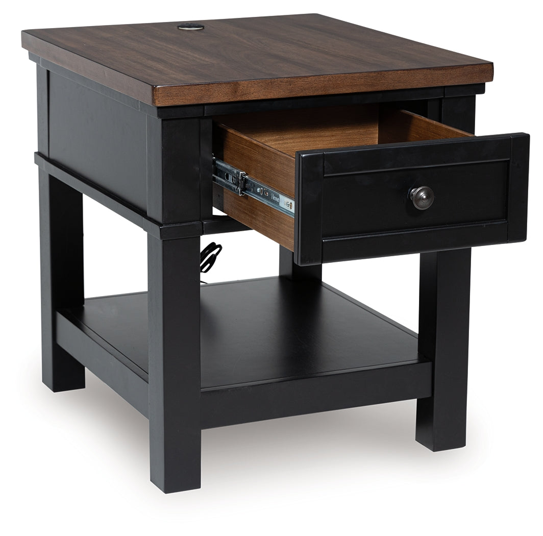 Wildenauer Brown/Black Rectangular End Table