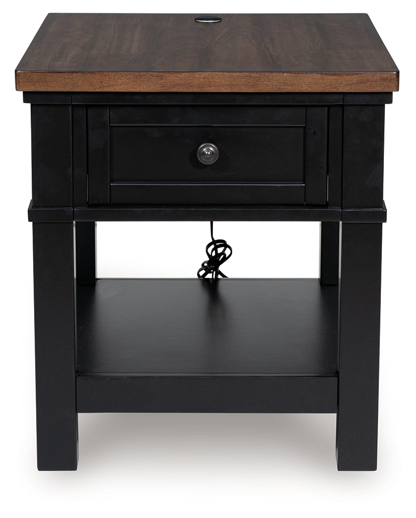 Wildenauer Brown/Black Rectangular End Table