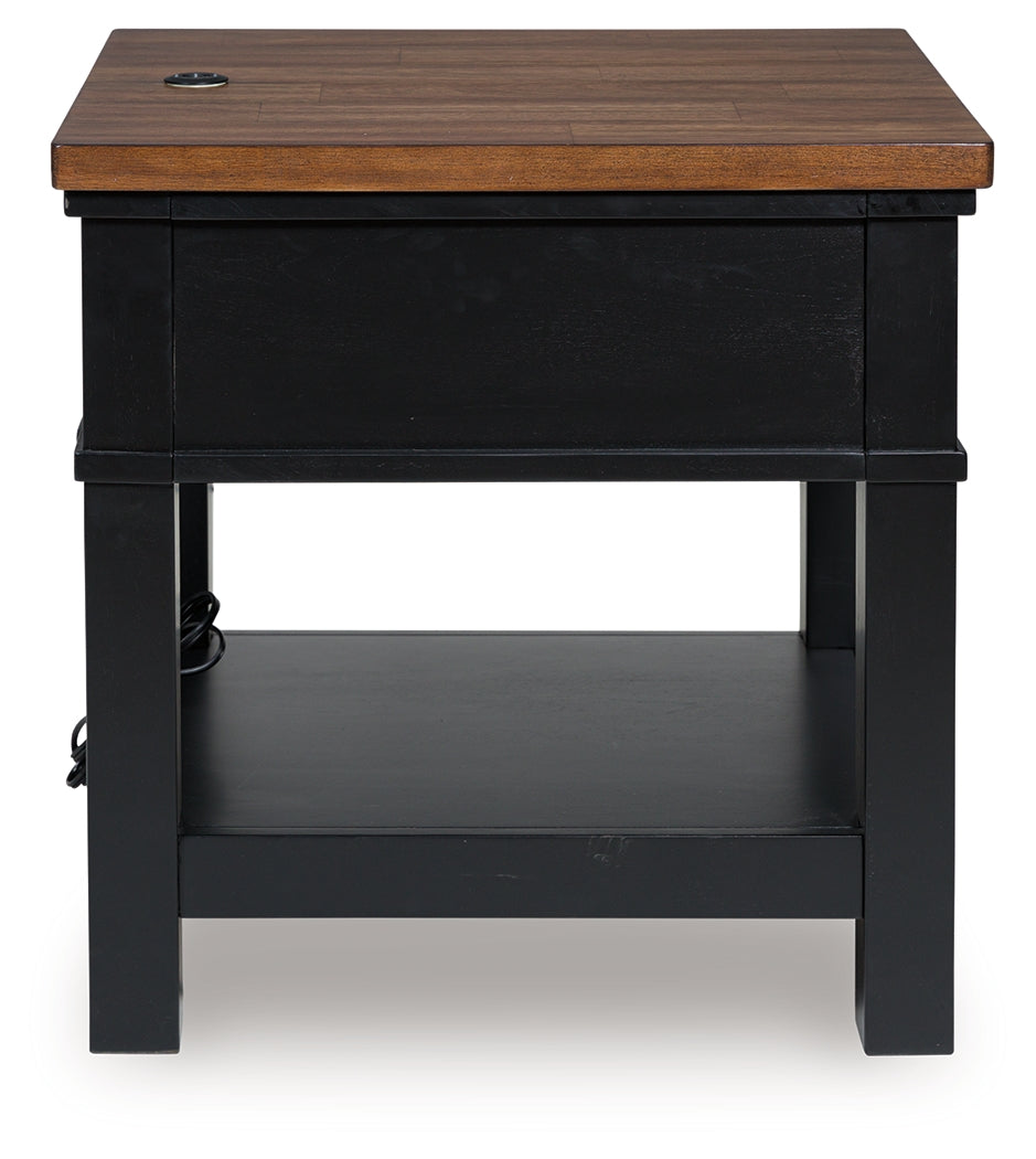 Wildenauer Brown/Black Rectangular End Table