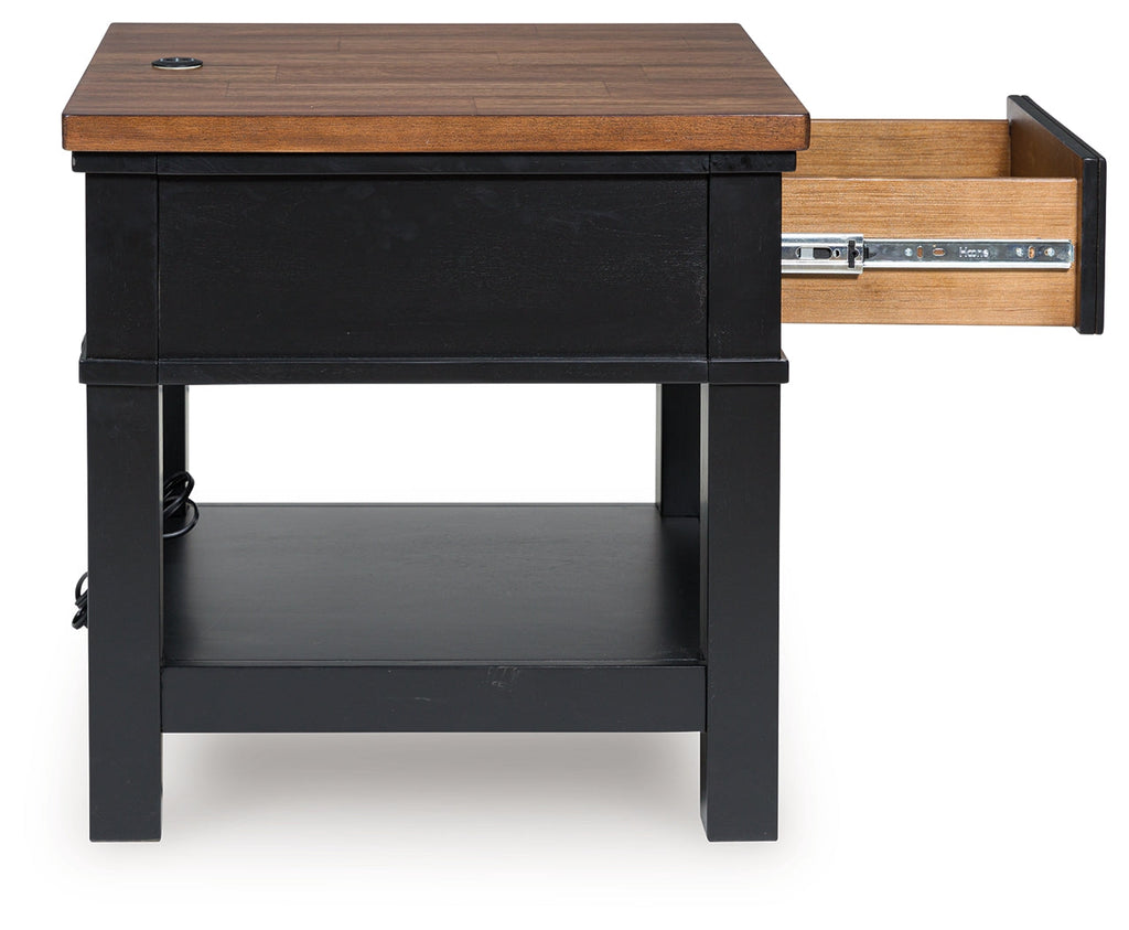 Wildenauer Brown/Black Rectangular End Table