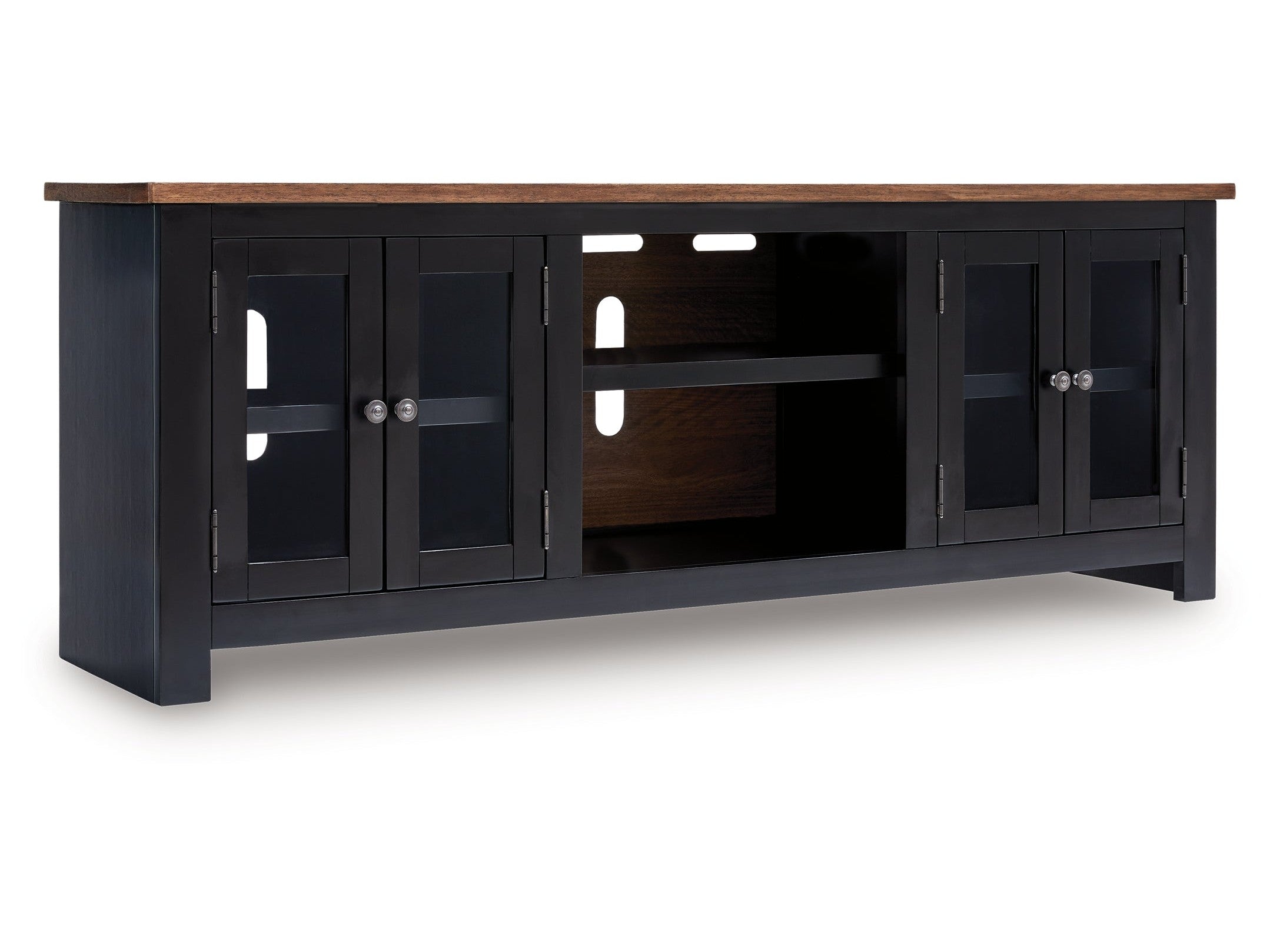 Wildenauer Brown/Black XL TV Stand w/Fireplace Option