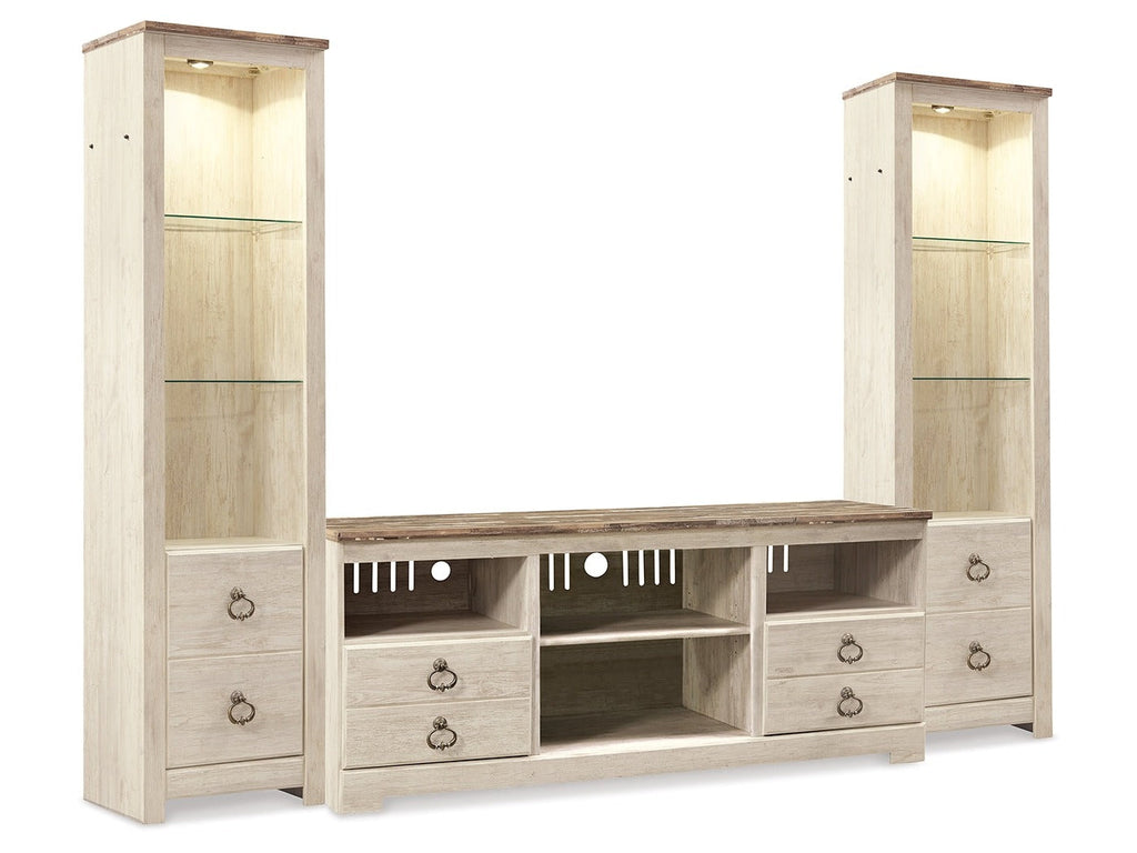 Willowton Whitewash 3-Piece Entertainment Center