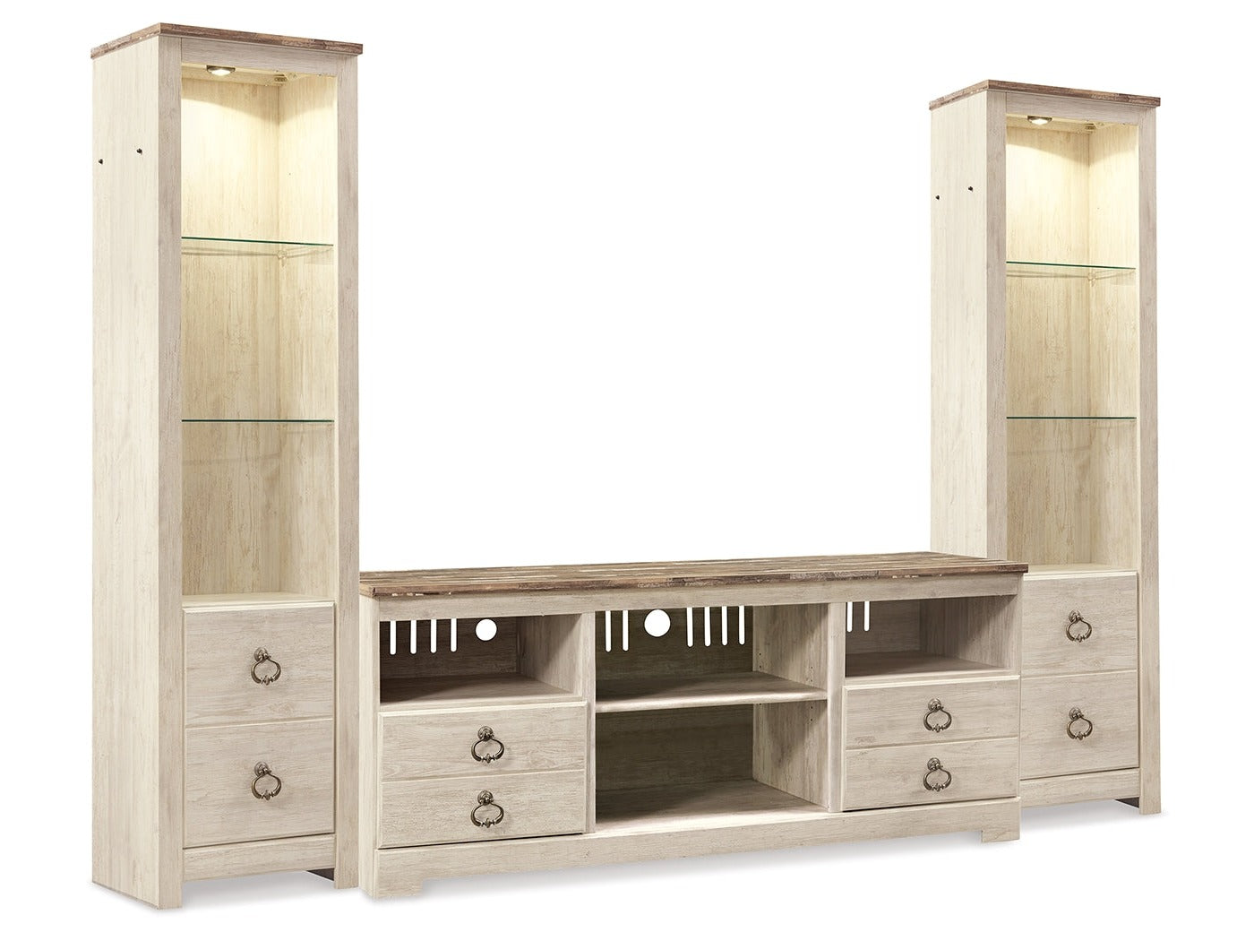 Willowton Whitewash 3-Piece Entertainment Center