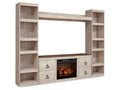 Willowton Whitewash 4-Piece Entertainment Center w/Electric Fireplace