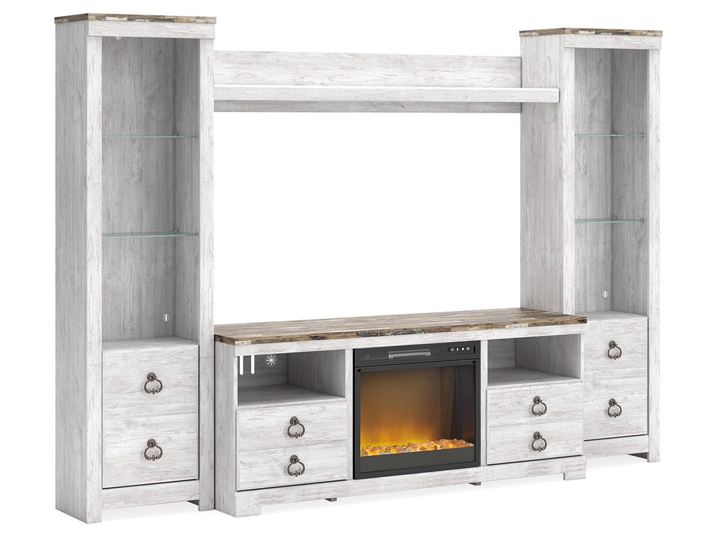 Willowton Whitewash 4 Pc Entertainment Center