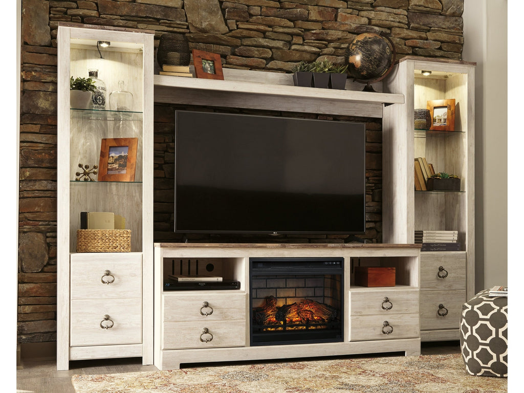 Willowton Whitewash 4 Pc Entertainment Center
