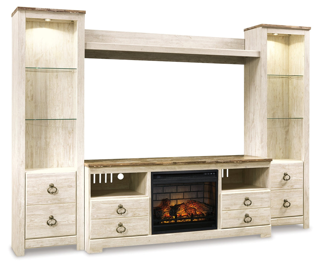 Willowton Whitewash 4 Pc Entertainment Center