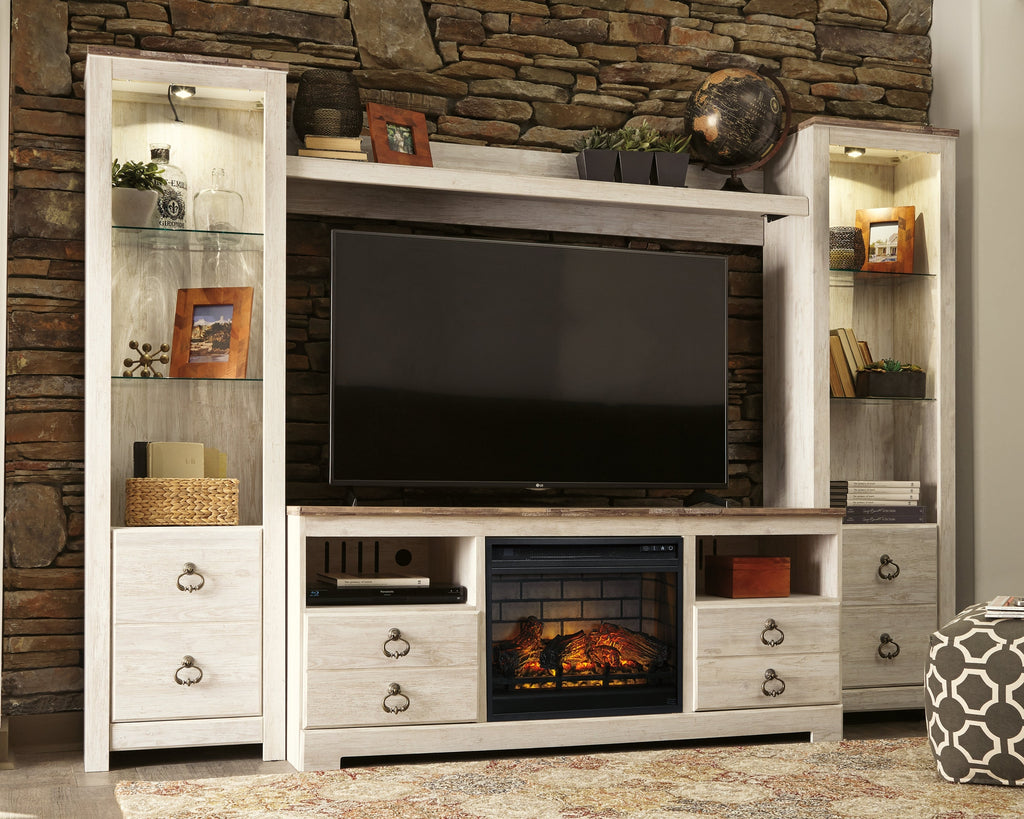 Willowton Whitewash 4 Pc Entertainment Center
