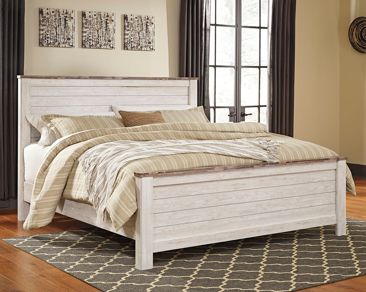Willowton Whitewash California King Panel Bed