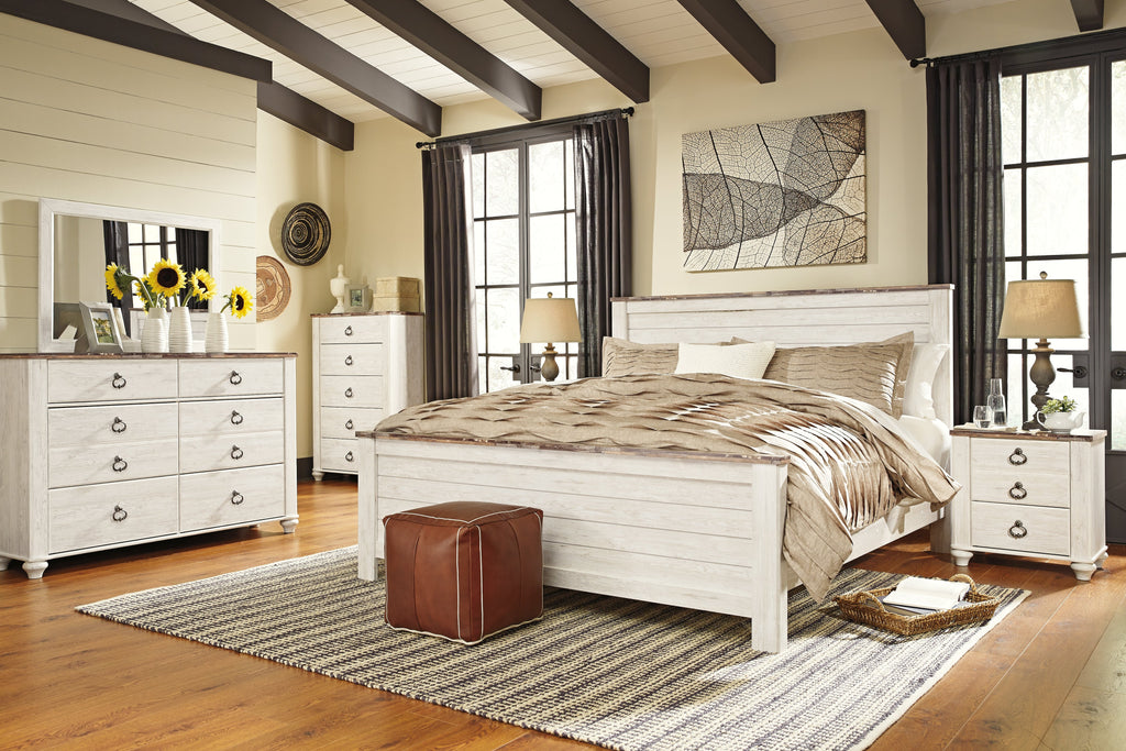 Willowton Whitewash California King Panel Bed