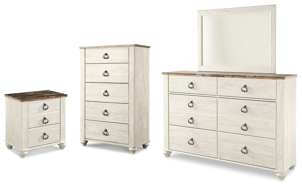 Willowton Whitewash Dresser, Mirror, Chest and Nightstand