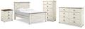 Willowton Whitewash Full Panel Bed, Dresser, Chest and Nightstand