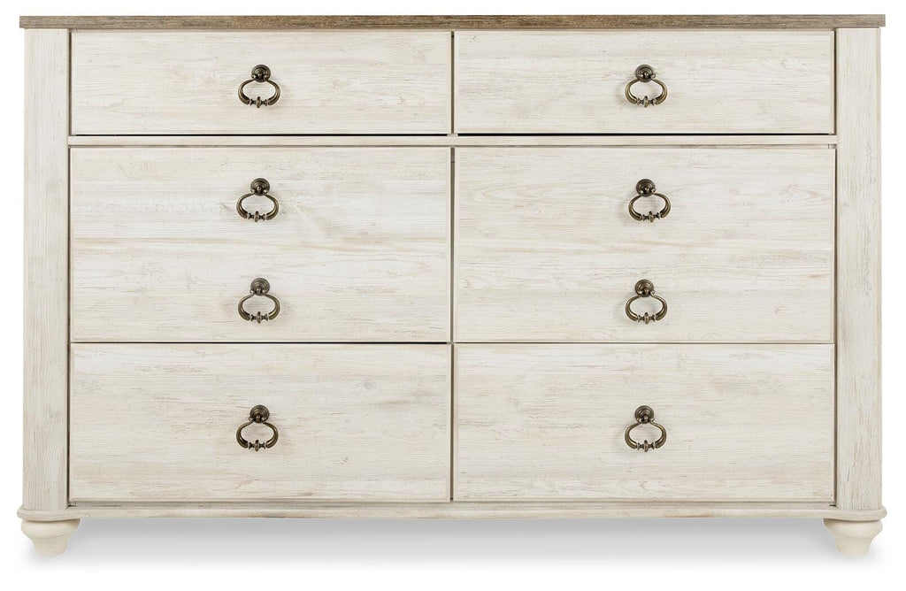 Willowton Whitewash Full Panel Bed, Dresser, Chest and Nightstand