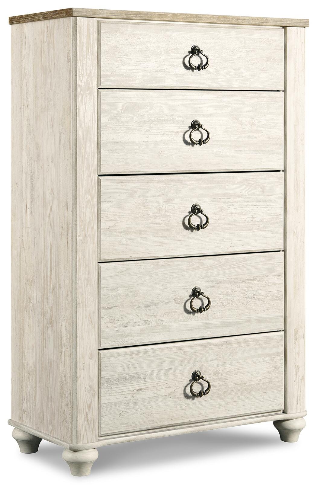 Willowton Whitewash Full Panel Bed, Dresser, Chest and Nightstand