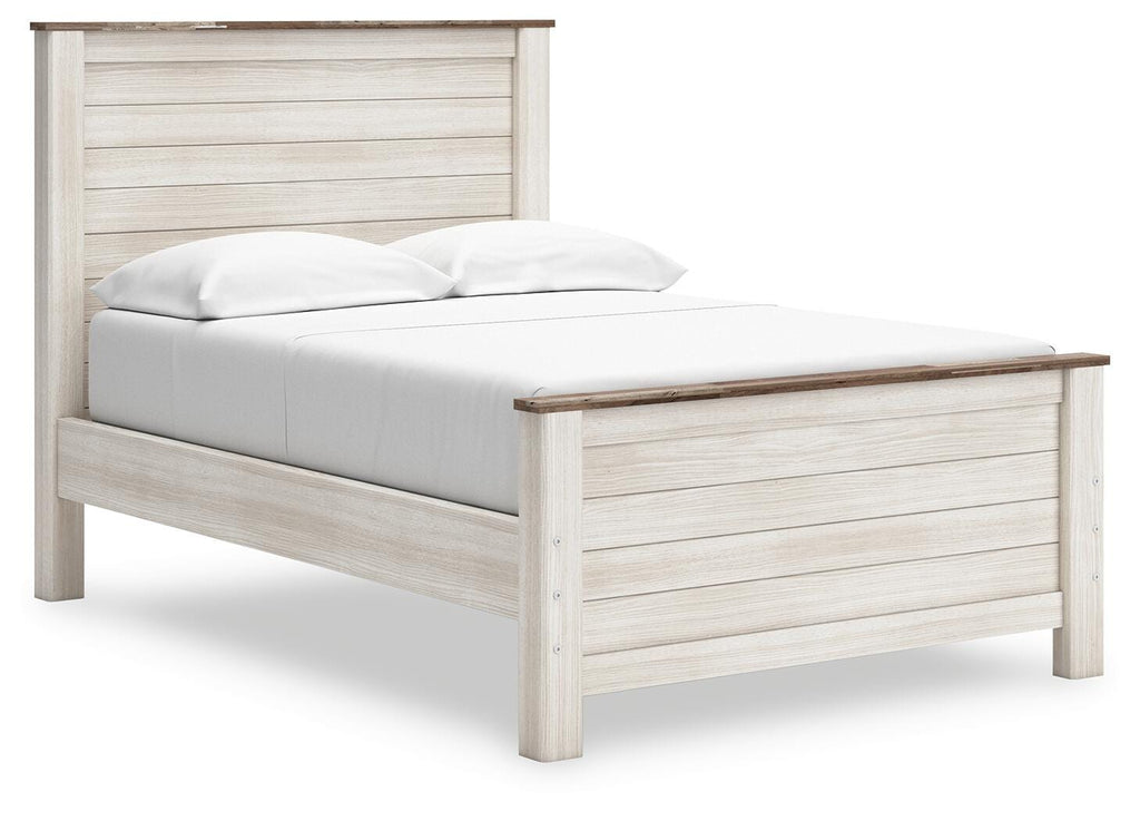 Willowton Whitewash Full Panel Bed, Dresser, Chest and Nightstand