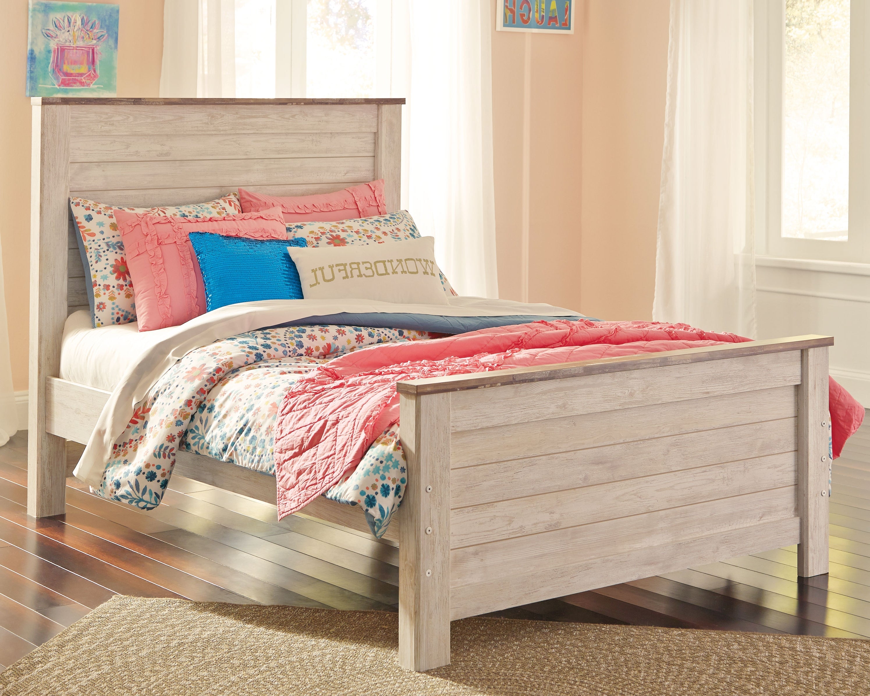 Willowton Whitewash Full Panel Bed