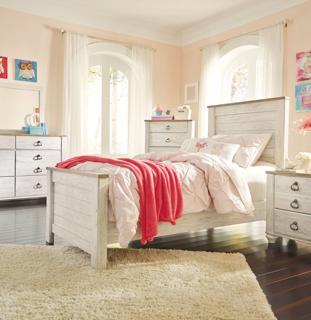 Willowton Whitewash Full Panel Bed