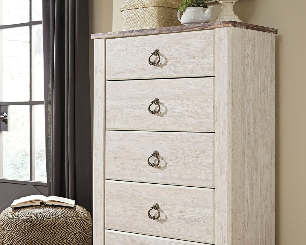 Willowton Whitewash Full Panel Bedroom Set