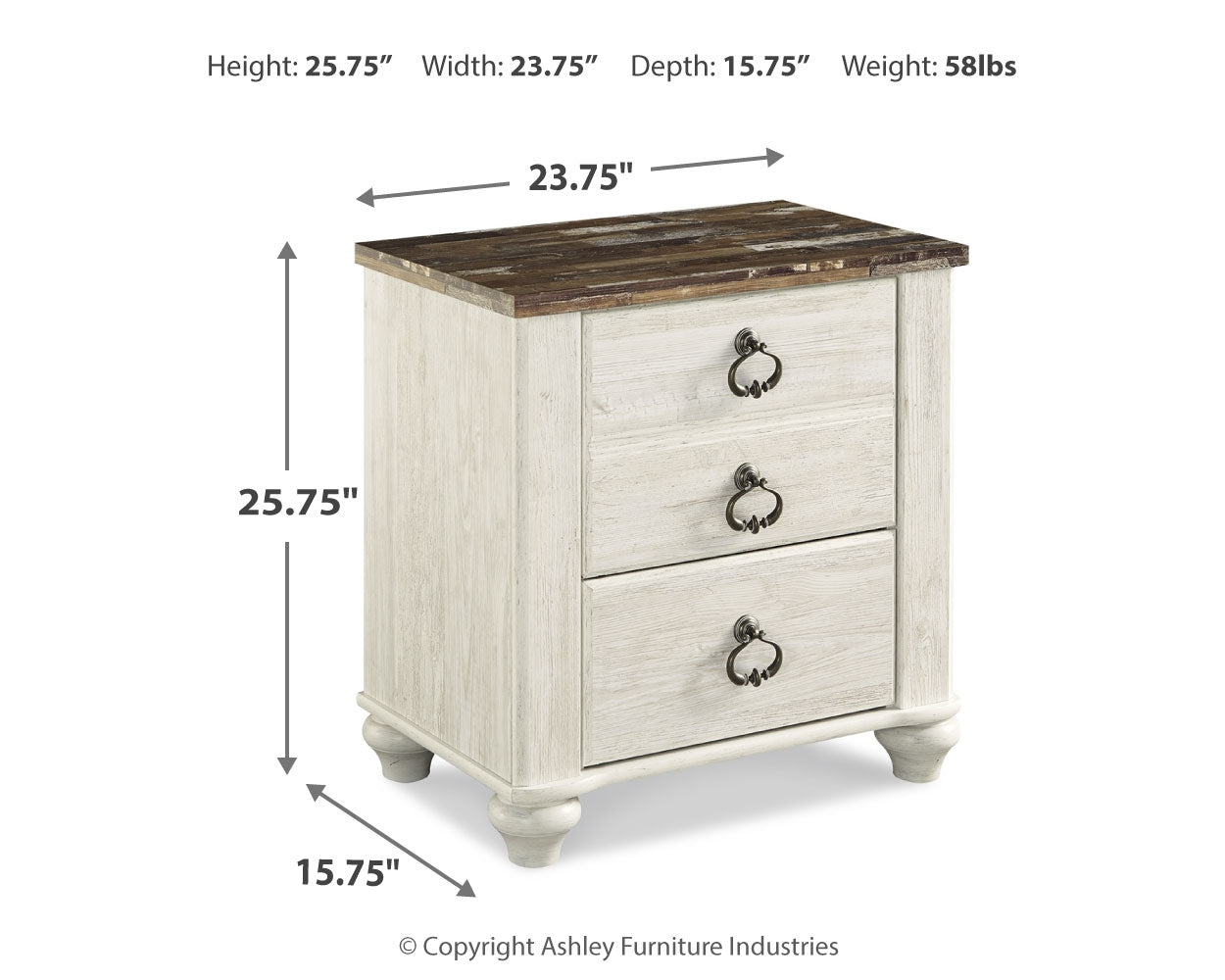 Willowton Whitewash Full Panel Bedroom Set