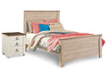 Willowton Whitewash Full Panel Bedroom Set with Nightstand