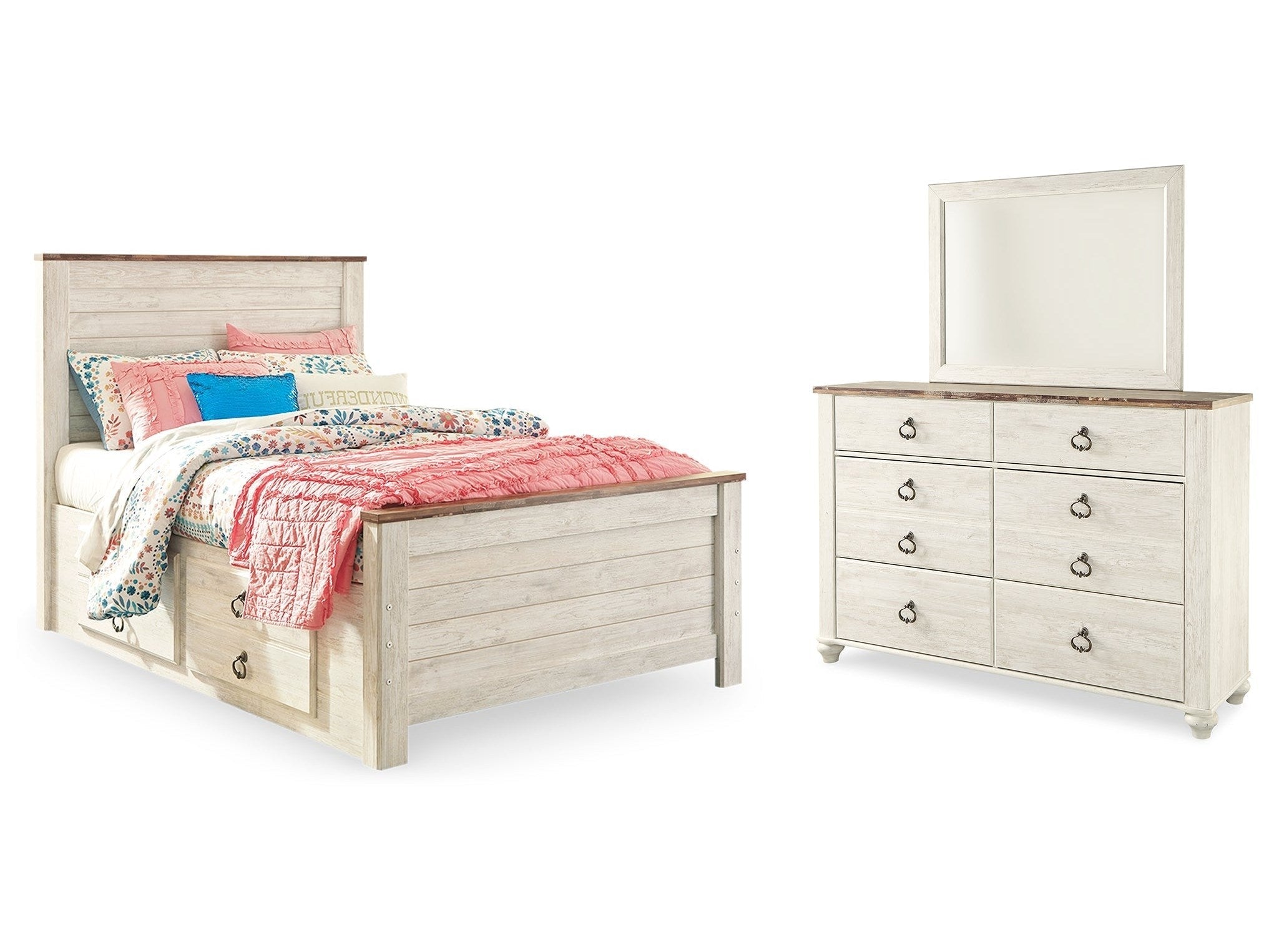 Willowton Whitewash Full Panel Bedroom Set