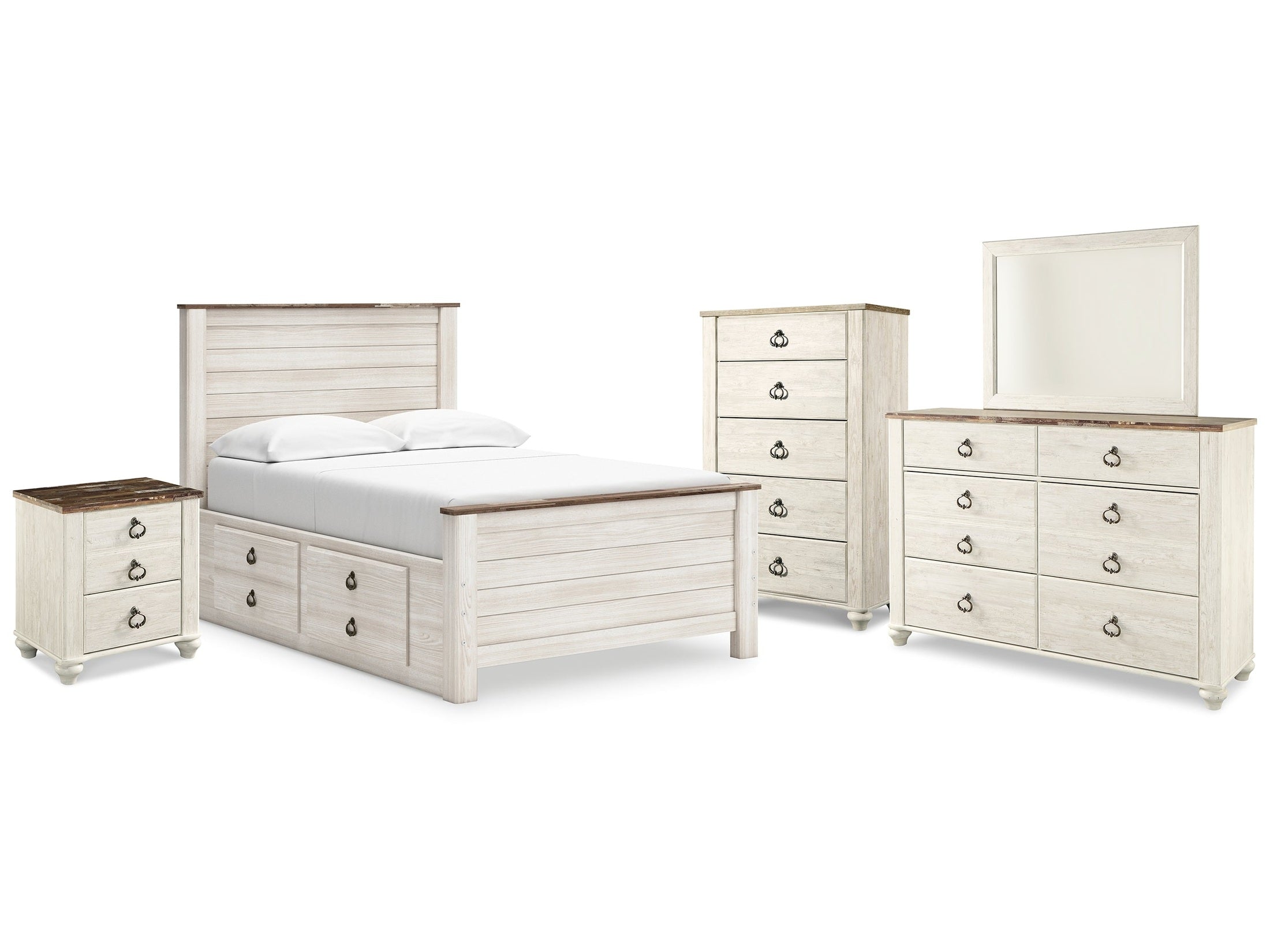 Willowton Whitewash Full Panel Bedroom Set