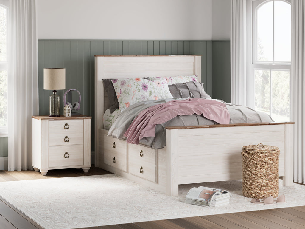 Willowton Whitewash Full Panel Bedroom Set