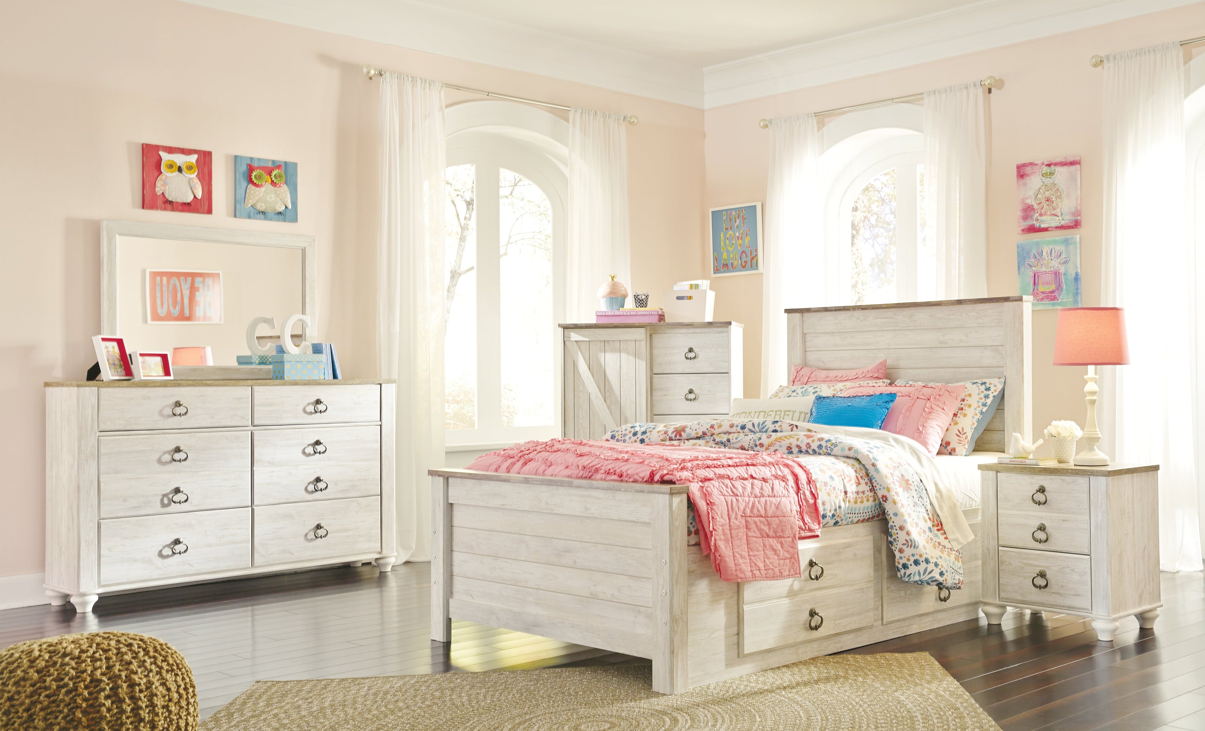 Willowton Whitewash Full Panel Headboard