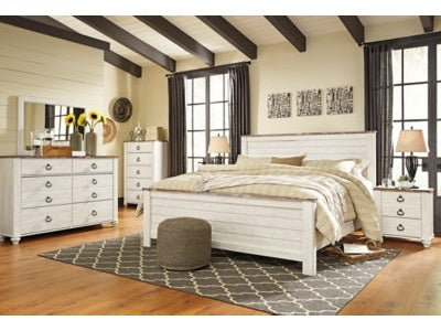 Willowton Whitewash King Panel Bedroom Set