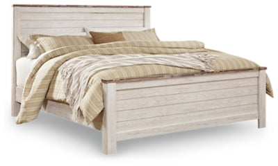 Willowton Whitewash King Panel Bedroom Set