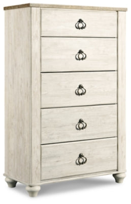 Willowton Whitewash King Panel Bedroom Set