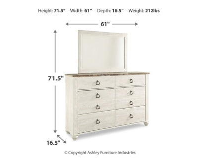 Willowton Whitewash King Panel Bedroom Set