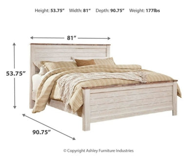 Willowton Whitewash King Panel Bedroom Set