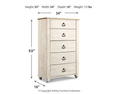 Willowton Whitewash King Panel Bedroom Set