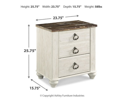 Willowton Whitewash King Panel Bedroom Set