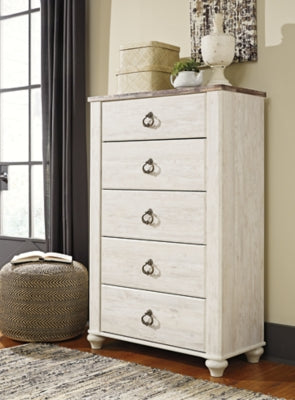 Willowton Whitewash King Panel Bedroom Set