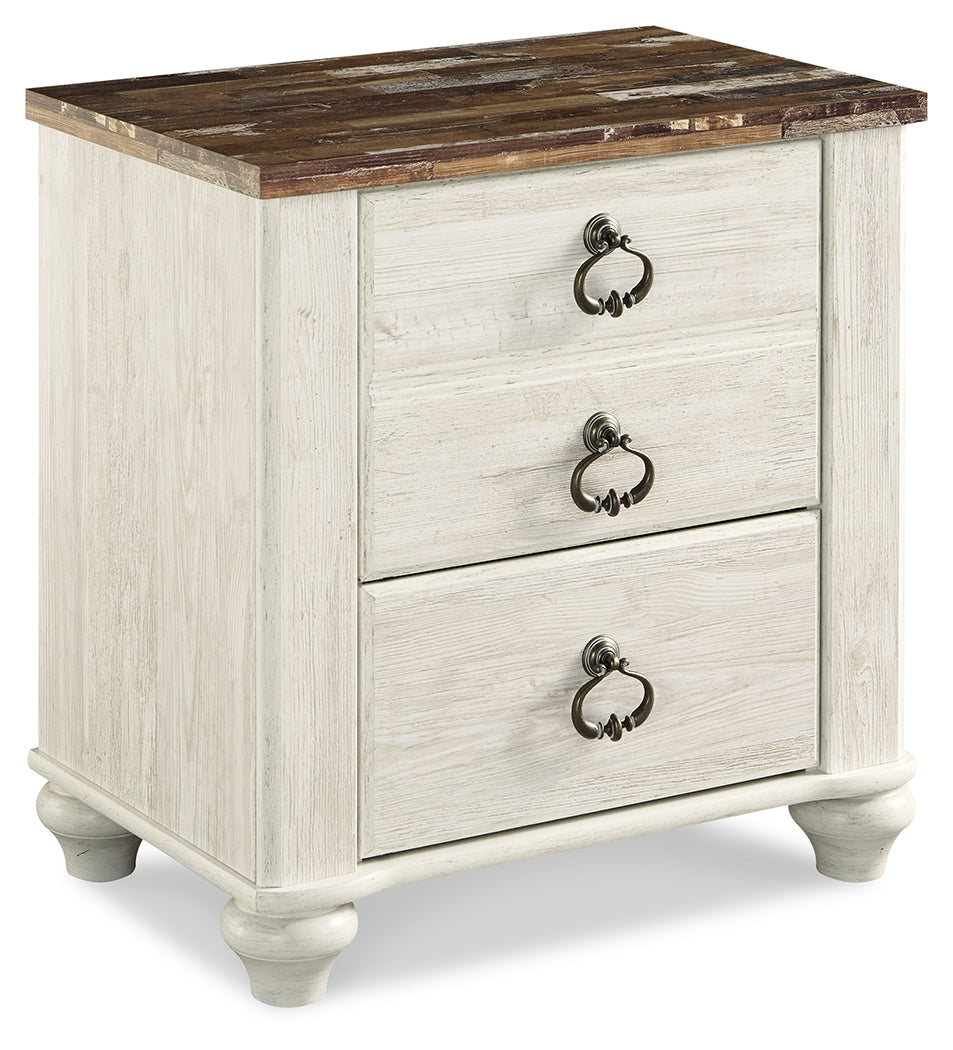 Willowton Whitewash King Sleigh Bedroom Set