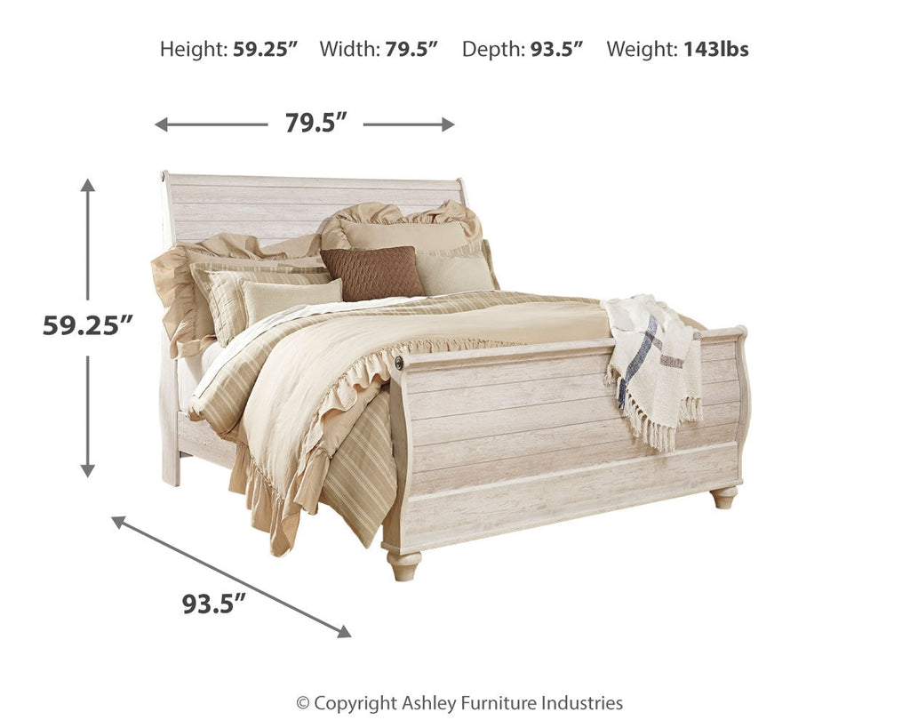 Willowton Whitewash King Sleigh Bedroom Set